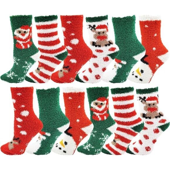 12 Pairs‎ Winterlace Women's Christmas Socks Holiday Xmas, Novelty Colorful - Picture 1 of 7